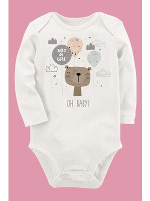 Limon Organik Baskılı Pamuklu Unisex Bebek Body UZUNKOLE32