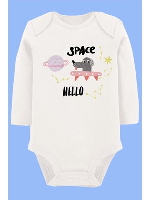 Limon Organik Baskılı Pamuklu Unisex Bebek Body UZUNKOLE105