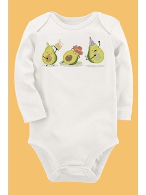 Limon Organik Baskılı Pamuklu Unisex Bebek Body UZUNKOLE135