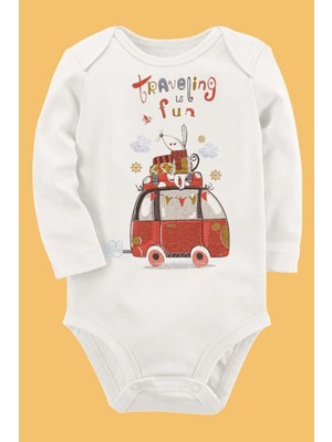 Limon Organik Baskılı Pamuklu Unisex Bebek Body UZUNKOLE43