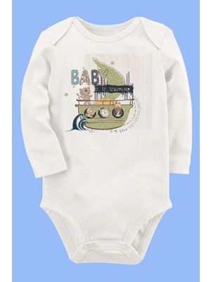 Limon Organik Baskılı Pamuklu Unisex Bebek Body UZUNE252