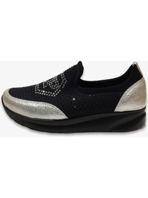 Aktaş Ayakkabı Kadın Siyah-Gümüş Günlük Babet