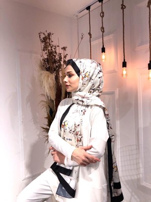 Vera Hijab Vera Vijab Eylül Serisi Twill Şal Çiçek Desenli Shawl Eşarp Askısı Hediye!