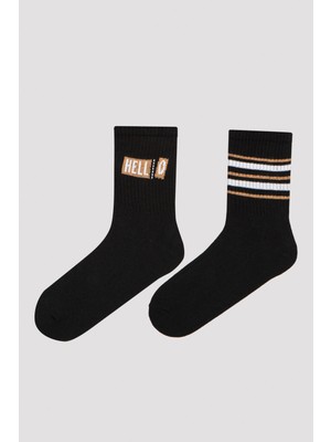 Penti Siyah - Çok Renkli Cool Hello 2li Soket Çorap