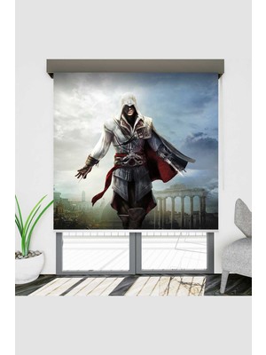 Grandgri Assassins Creed 2 Temalı Su Bazlı Tekstil Boya Baskılı Genç Oyun Odası Stor Perde
