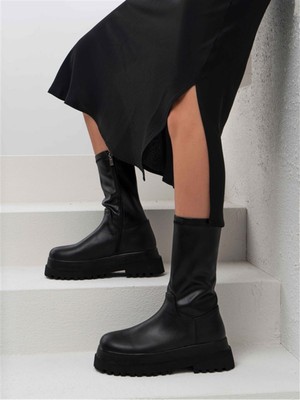 BeBeQ St.jones Siyah Streç Kısa Kadın Bot