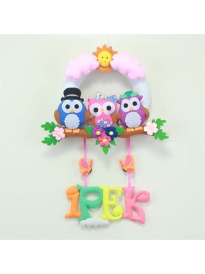 Renkli Hayallerim Ipek Isimli Baykuş Bebek Odası Kapı Süsü