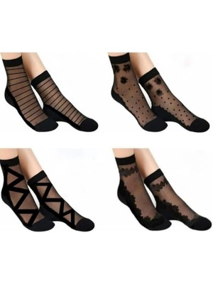 Siyah Tül Çorap 4lü