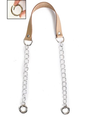 Alfa Tasarım Atölyesi Gerçek Deri Ve Zincir, Yaylı Halka Takım Çanta Sapı (75 Cm) - Aksesuar