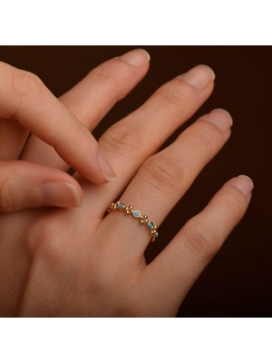 Engingold 14 Ayar Altın Renkli Taşlı Yüzük