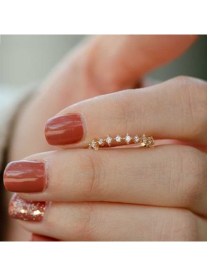 Engingold 14K Sarı Altın Taşlı Eklem Yüzük