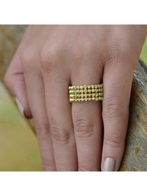Engingold 14K Sarı Altın Dört Sıra Dorika Yüzük