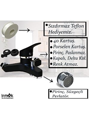 Tesitay Irmak Siyah Banyo, Lavabo, Mutfak Bataryaları Musluk Armatür Robot Duş Aksesuar Lavabo Duş Takımı