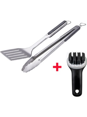 OXO Mangal Izgara Seti - Maşa (Açacaklı) + Çevirici + Demirdöküm Fırçası