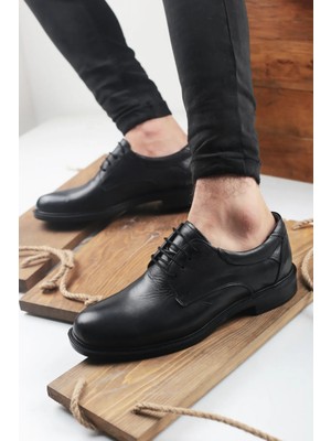 - Erkek Deri Ayakkabı Siyah Antik