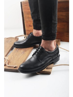 - Erkek Deri Ayakkabı Siyah Antik