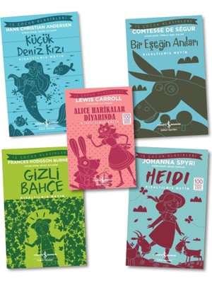 Küçük Deniz Kızı - Bir Eşeğin Anıları - Gizli Bahçe - Alice Harikalar Diyarında - Heidi -  5 Kitap