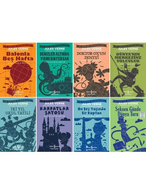 Jules Verne Çocuk Klasikleri 8 Kitap Set / Balonla Beş Hafta - Deniz Altında Yirmi Bin Fersah - On Beş Yaşında Bir Kaptan - Iki Yıl Okul Tatili - Seksen Günde Dünya Turu