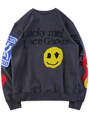 Madmext Mad Girls Antrasit Baskılı Oversize Sweatshirt MG1207