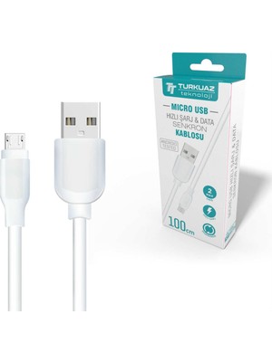 Turkuaz Telefon Şarj Kablosu Fast Micro 2A 1metre Eko