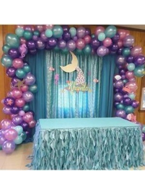 Bal10 Dünyası Meri Parti Deniz Kızı Konsept Metalik Balon ve Balon Zinciri 138