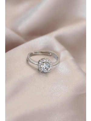 Clariss Ayarlamalı Metal Zirkon ve Kristal Taşlı Oval Model Yüzük