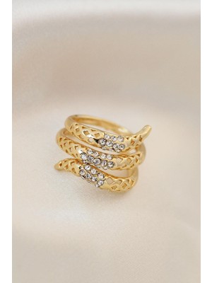 Clariss Ayarlamalı Altın Metal Zirkon Taşlı Yüzük