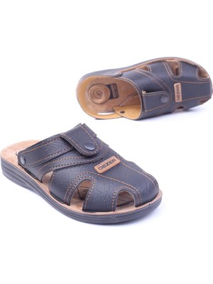 Gezer 09878 Siyah Anatomik 4 Nokta Taban Kapalı Erkek Terlik Sandalet