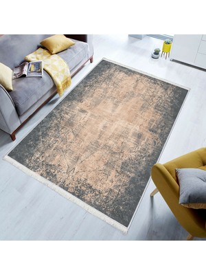 Bazaar Forum Bazaarforum Dekoratif Saçaklı Mermer Desen Yeni Model Pvc Deri Kaymaz Taban Dijital Baskı Halı 80X140CM CK-657