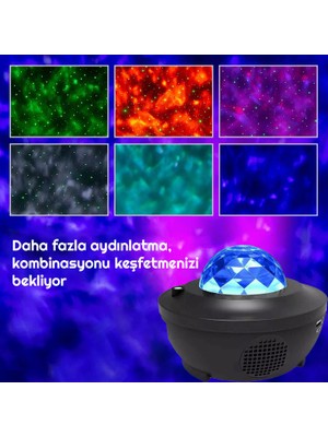 Triline LED Yıldız Bluetooth USB Projektör Okyanus Dalgası Gece Lambası