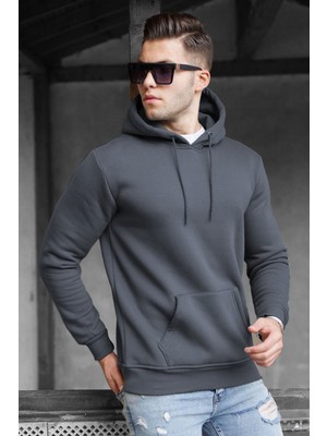 Madmext Füme Erkek Sweatshirt 5339 Boğazlı Yaka Uzun Kol %65 Cotton %35 Polyester