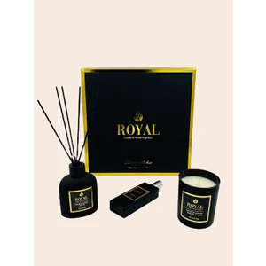 Royal Mum 3 Lü Black Orchid Kokulu Siyah Renk Cam Set ve Şık Hediye Kutusu