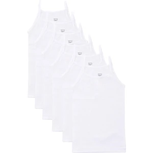 6 Adet Kız Çocuk Beyaz Renk Ip Askılı Atlet