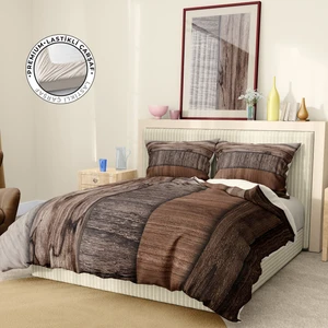 Premium Luxury Çift Kişilik Nevresim Takımı 3D Pamuk Saten Wood Brown