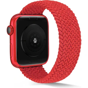 Case 4U Apple Watch Uyumlu Seri 7/6/SE/5/4 Hasır Örgü Suya Dayanıklı Medium Kordon Kayış KRD-38 42mm 44mm 45mm - Kırmızı