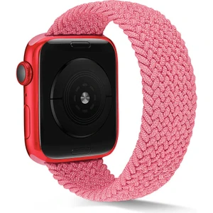 Case 4U Apple Watch Uyumlu Seri 7/6/SE/5/4 Hasır Örgü Suya Dayanıklı Medium Kordon Kayış KRD-38 38mm 40mm 41mm - Pembe
