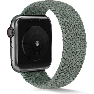 Case 4U Apple Watch Uyumlu Seri 7/6/SE/5/4 Hasır Örgü Suya Dayanıklı Medium Kordon Kayış KRD-38 38mm 40mm 41mm - Koyu Yeşil