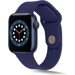Case 4U Apple Watch Uyumlu Seri 7/6/SE/5/4 Naylon Hasır Örgü Dayanıklı Kordon Kayış KRD-37 42mm 44mm 45mm - Lacivert