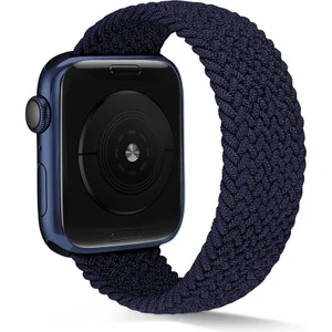 Case 4U Apple Watch Uyumlu Seri 7/6/SE/5/4 Hasır Örgü Suya Dayanıklı Large Kordon Kayış KRD-38 38mm 40mm 41mm - Lacivert