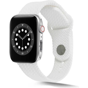 Case 4U Apple Watch Uyumlu Seri 7/6/SE/5/4 Naylon Hasır Örgü Dayanıklı Kordon Kayış KRD-37 38mm 40mm 41mm - Beyaz