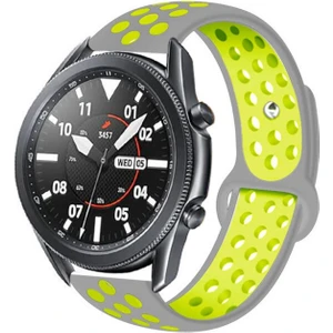 Case 4U Amazfit GTR Kordon Kayış Spor Delikli Esnek Silikon KRD-02 47mm - Gri - Sarı