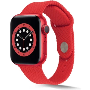 Case 4U Apple Watch Uyumlu Seri 7/6/SE/5/4 Naylon Hasır Örgü Dayanıklı Kordon Kayış KRD-37 38mm 40mm 41mm - Kırmızı