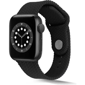 Case 4U Apple Watch Uyumlu Seri 7/6/SE/5/4 Naylon Hasır Örgü Dayanıklı Kordon Kayış KRD-37 38mm 40mm 41mm - Siyah