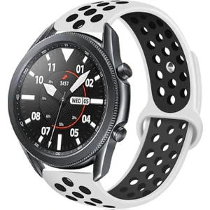 Case 4U Xiaomi Mi Watch Color Kordon Kayış Spor Delikli Esnek Silikon KRD-02 - Beyaz - Siyah