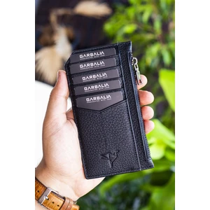 Blush Hakiki Deri Fermuarlı Unisex Kartlık Cüzdan Siyah