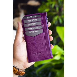 Blush Hakiki Deri Fermuarlı Unisex Kartlık Cüzdan Mürdüm