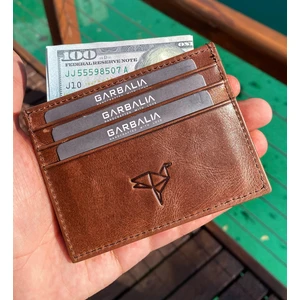 Seul Crazy Deri Çift Taraflı Unisex Kartlık Cüzdan Kahverengi