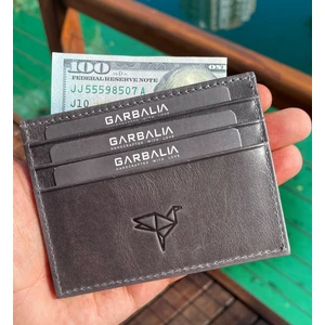 Seul Crazy Deri Çift Taraflı Unisex Kartlık Cüzdan Gri