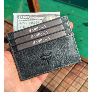 Seul Crazy Deri Çift Taraflı Unisex Kartlık Cüzdan Siyah