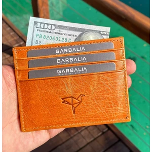 Seul Crazy Deri Çift Taraflı Unisex Kartlık Cüzdan Sarı